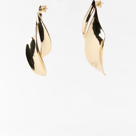Zara Twisted Gold Earrings NWT - Picture 4 of 6